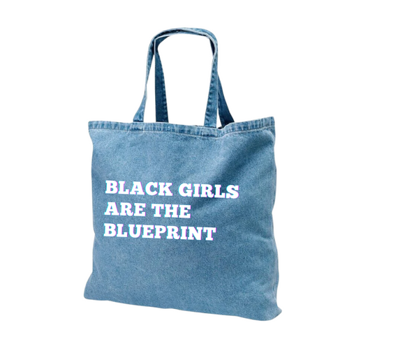BLACK GIRLS ARE THE BLUEPRINT DENIM TOTEBAG